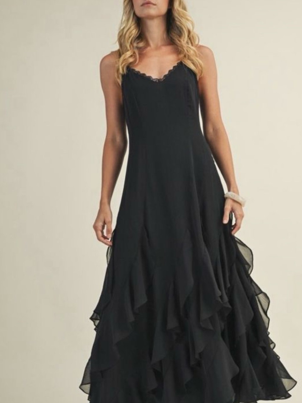 V Neck Ruffled Cami Dress